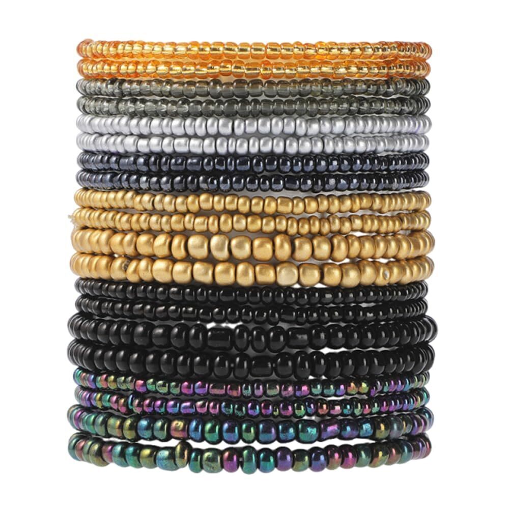 Boho Colorful Stackable Crystal Glass Beads Stretch Bracelets